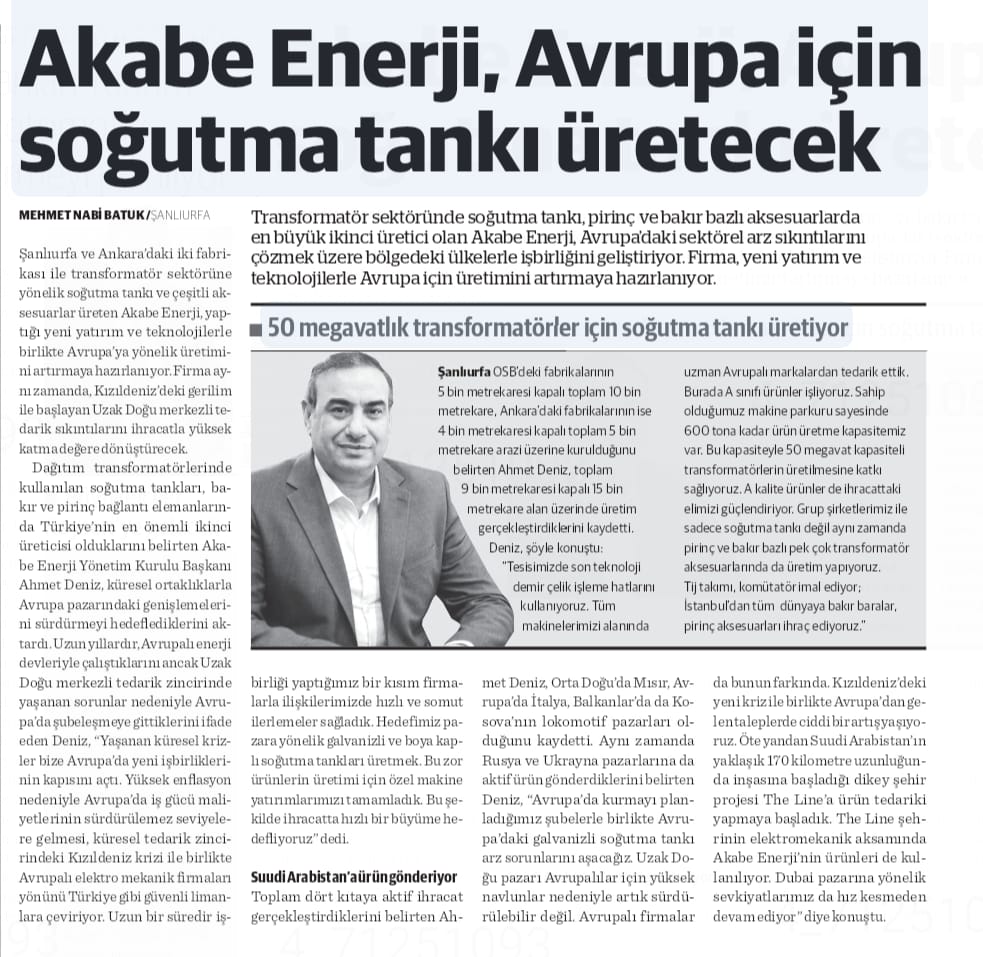 Akabe Enerji Avrupa Pazarı İçin Üretim Kapasitesini Artırıyor
